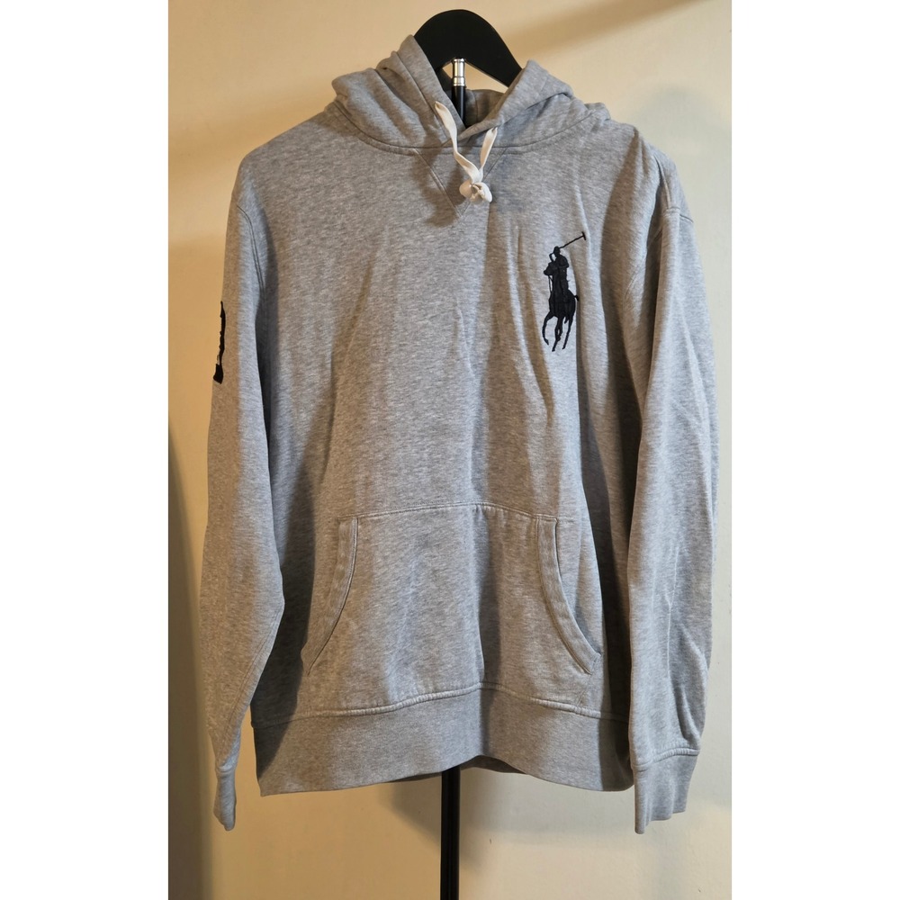 Polo Ralph Lauren Big Pony Long Sleeve Pullover Hoodie Mens Size Large Gray